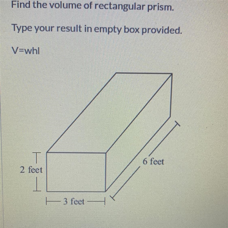 Find the volume of the rectangular prism. Type your result in the empty box provided-example-1