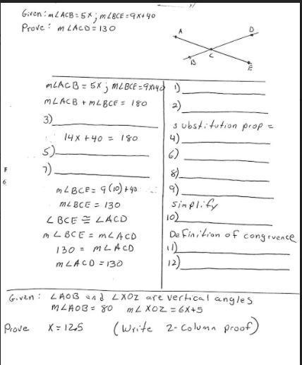 Please help ASAP!! Geometry Fill out the two-column proof for the 1st one. and for-example-1