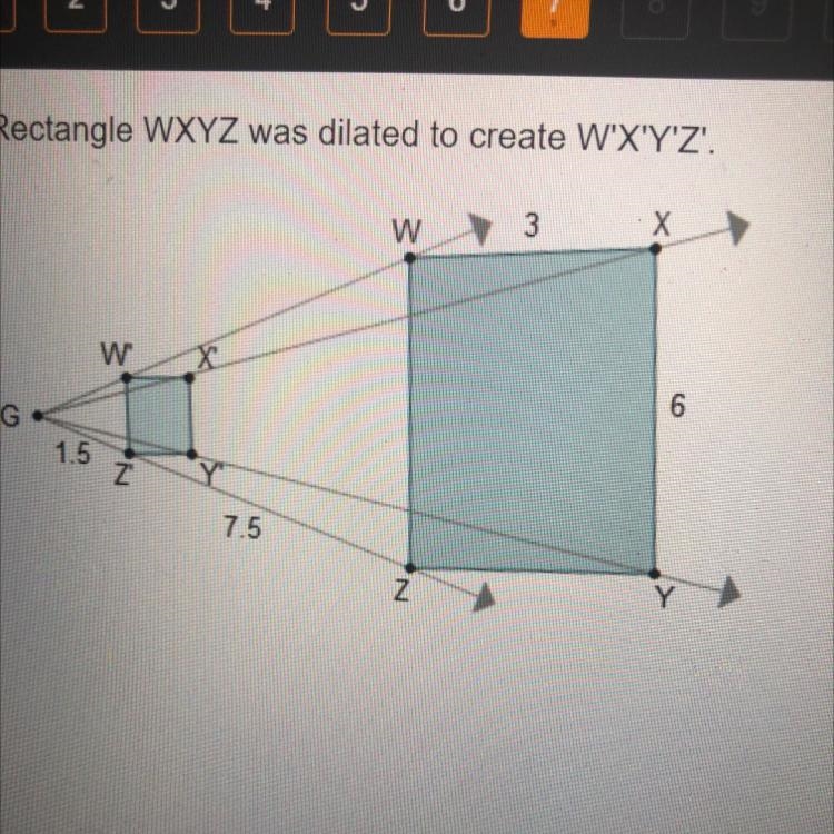 Rectangle WXYZ was dilated to create WXYZ. What is WX? 0.5 units 1.2 units 1.5 units-example-1