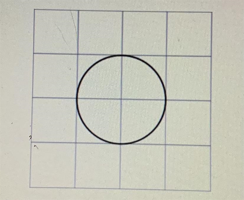 (7th grade question) Here is a picture of a circle. Each square represents 1 square-example-1