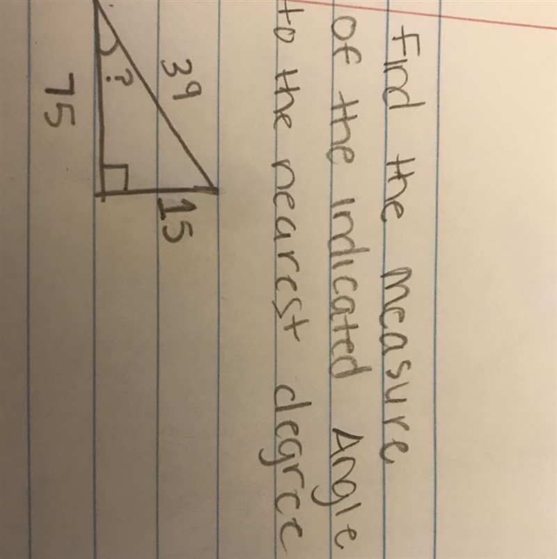 Find the measure of the indicated Angle to the nearest degree-example-1