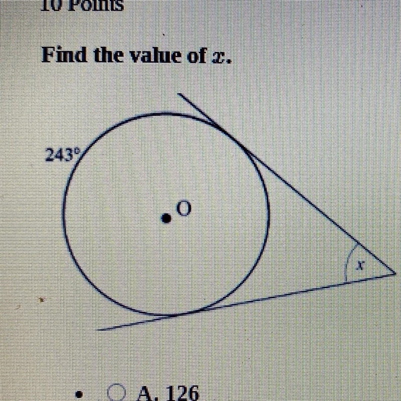 Find the value of 2. A.126 B.121.5 C.117 D.63-example-1