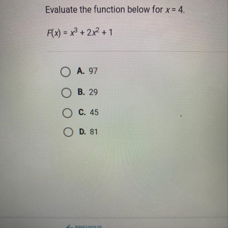 Evaluate the function below for x = 4.-example-1