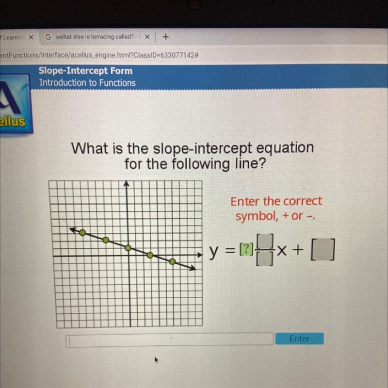 What is the slope-intercept equation for the following line-example-1