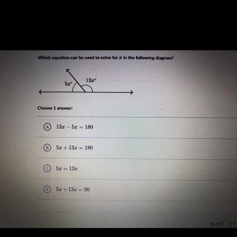 Which equation can be used to solve for x in the diagram? HELP ASAP!!-example-1