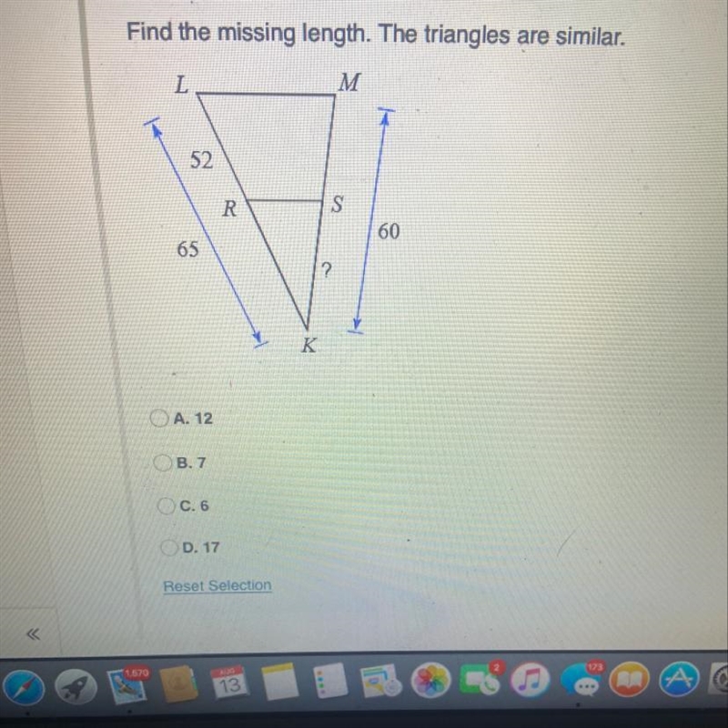 What is the missing length.-example-1