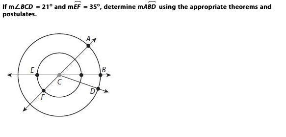 Determine mABDarc using the appropriate theorems and postulates. !no absurd answers-example-1