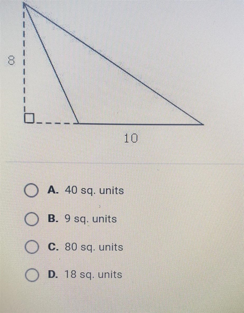 What is the area of the triangle shown below?​-example-1