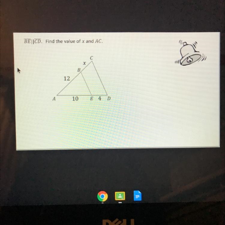 BE||CD. Find the value of x and AC.-example-1