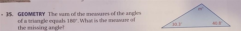 the sum of the measurement of the angles of a triangle equals 180 degrees what is-example-1