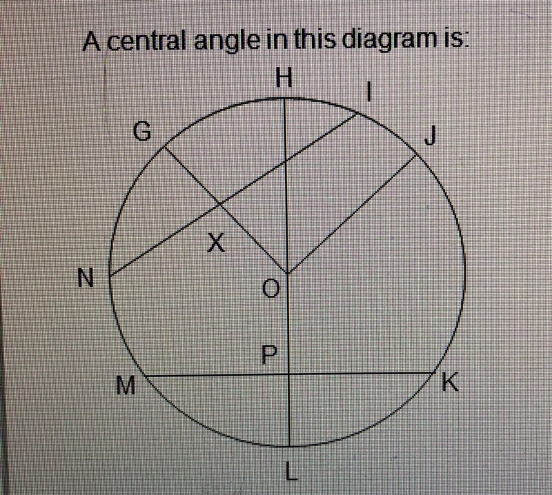 A central angle in this diagram is?-example-1