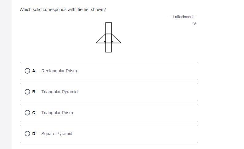 Which solid corresponds with the net shown?-example-1