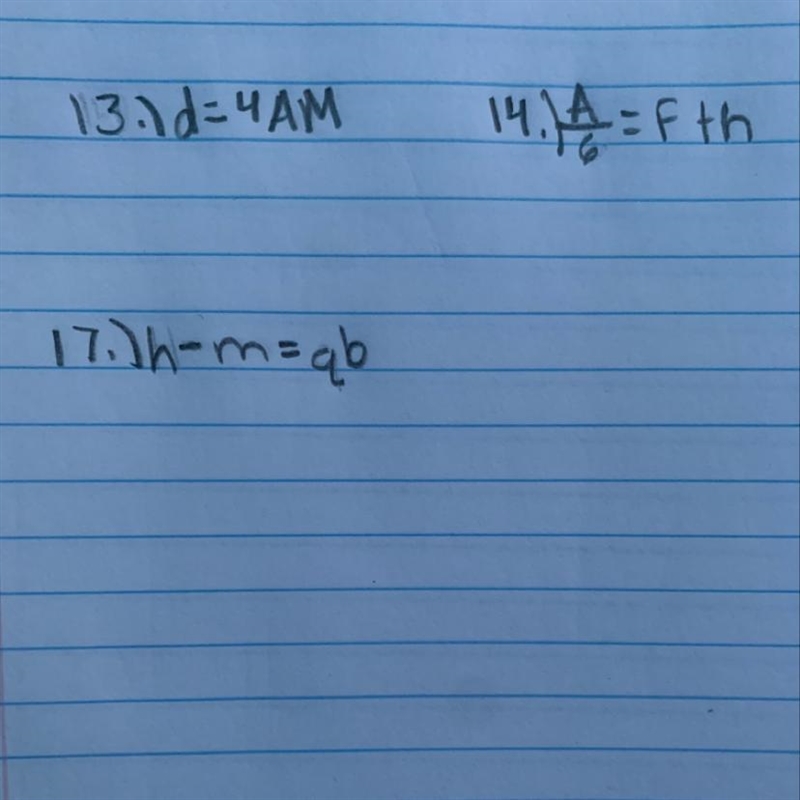 13.) Solve for M 14.) Solve for A 17.) Solve for H-example-1