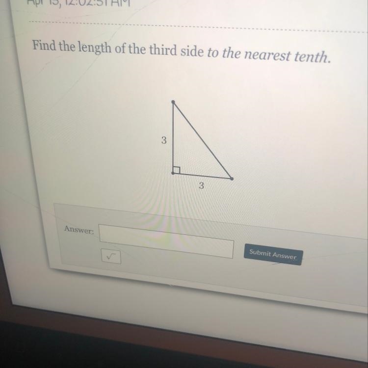 Find the length of the third side to the nearest tenth-example-1