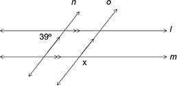 Find the value of x. Question 16 options: A) 55° B) 141° C) 51° D) 39°-example-1