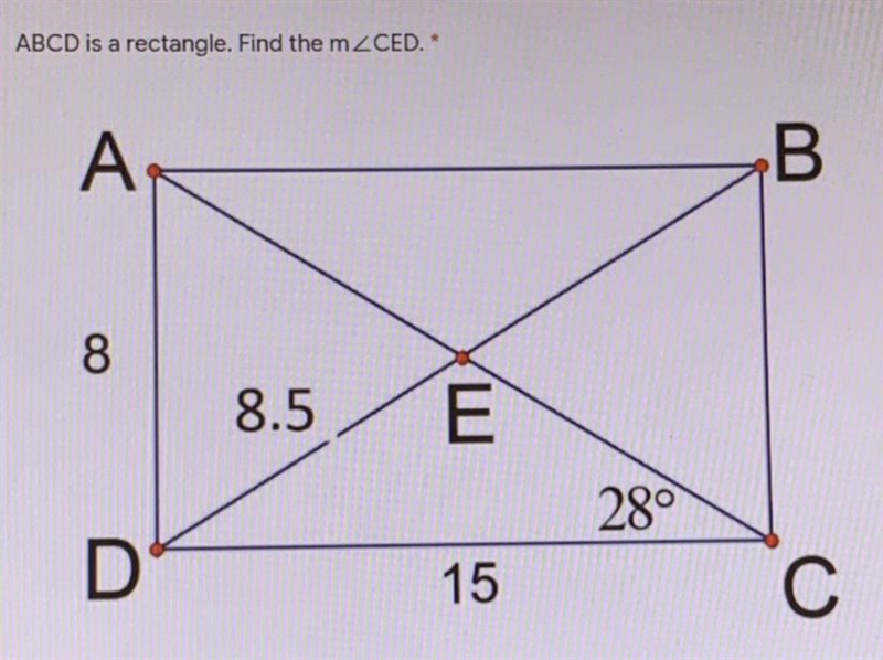 ABCD is a rectangle. Find the mCED-example-1