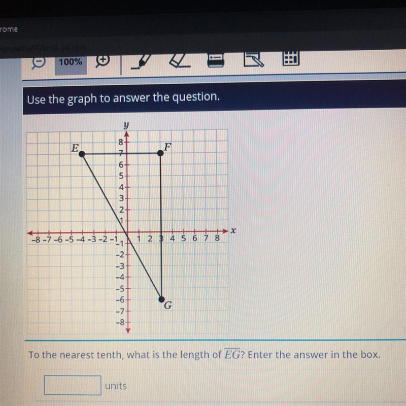 Use the graph to answer this question to the nearest tenth what is the length of EG-example-1