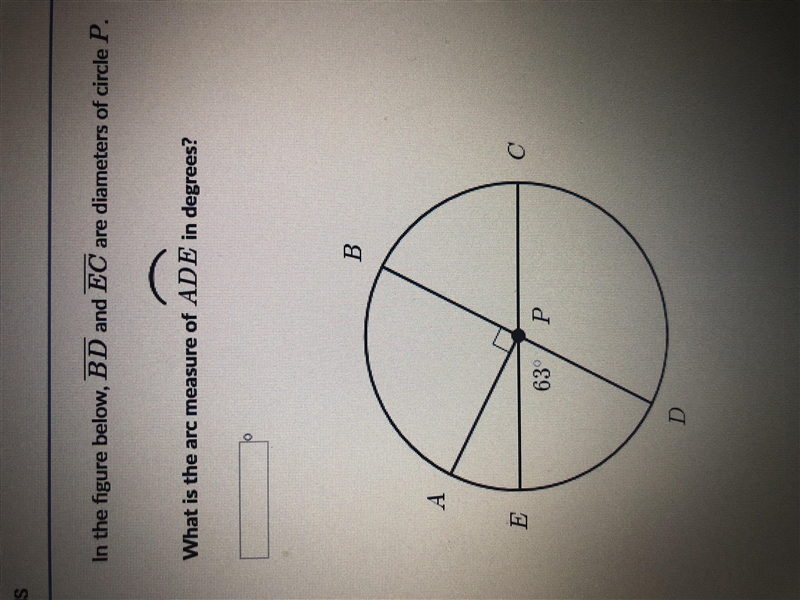 In the figure below, BD and EC are diameters of circle P. What is the arc measure-example-1