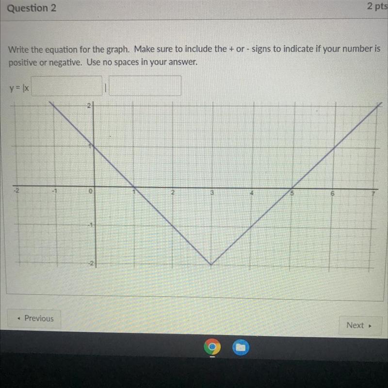 write the equation for the graph. make sure to include + or - signs to indicate if-example-1