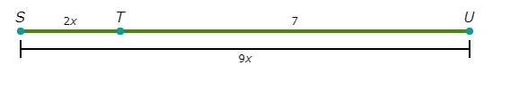 If ST = 2x, TU = 7, and SU = 9x, what is SU?-example-1