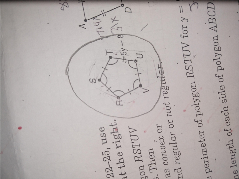 Find the perimeter of polygon rstuv for y= 9 show work please thank you !!!!-example-1