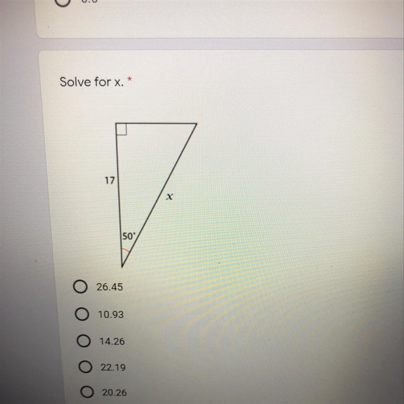 Solve for x •26.45 •10.93 •14.26 •22.19 •20.26-example-1