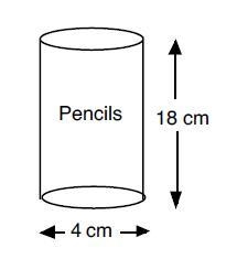 A cylindrical pencil holder is shown below. The height is 18 cm and diameter 4 cm-example-1