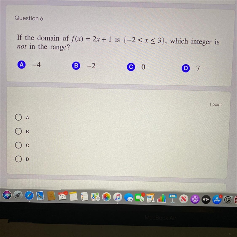 If the domain of f(x)=2x+1 is {-2-example-1