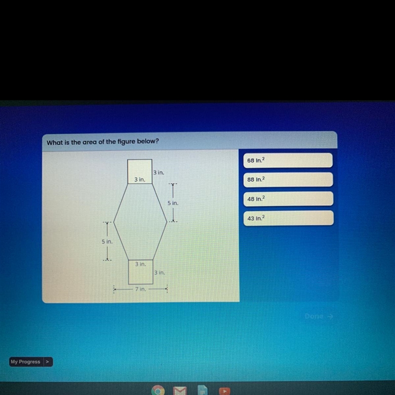 What is the area of the figure below?-example-1