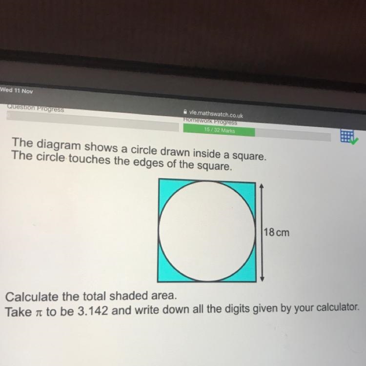 The diagram shows a circle drawn inside a square. The circle touches the edges of-example-1