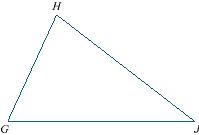 If line GH is perpendicular to line HJ, then GJ is ____ HJ. Choose the relationship-example-1