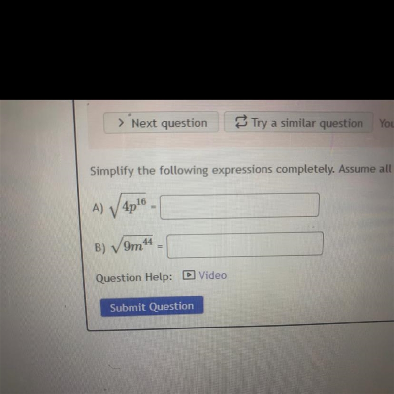 Assume all variables represent non negative numbers . Help please!!-example-1