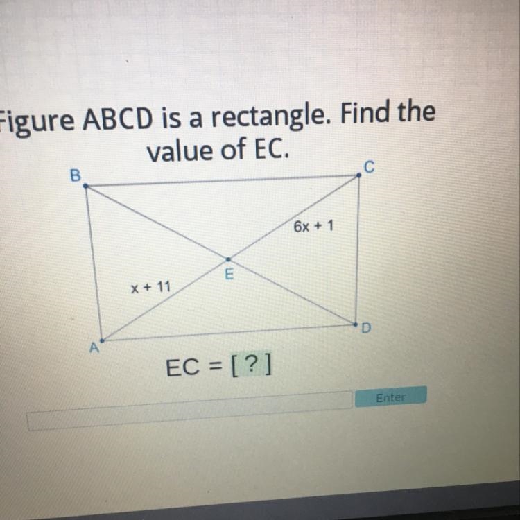 Figure abcd is a rectangle. Find the value of EC-example-1