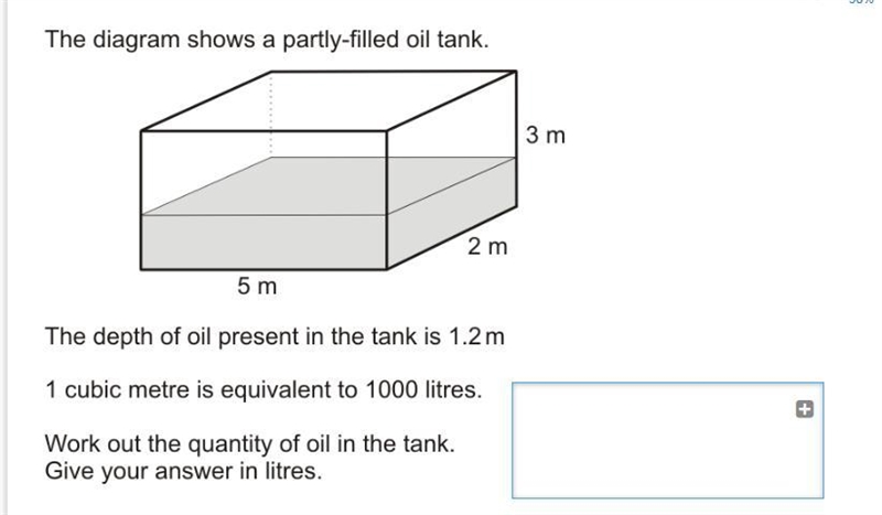 The diagram shows a partly filled oil tank the depth of oil present in the tank is-example-1