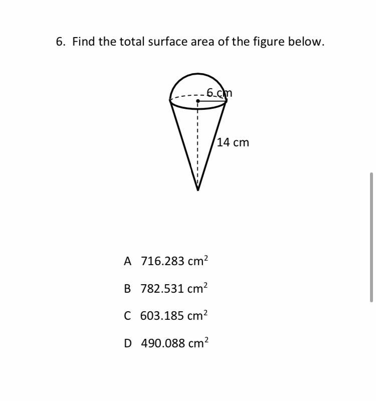 For this question, is it asking for the total surface area of a cone? I tried that-example-1