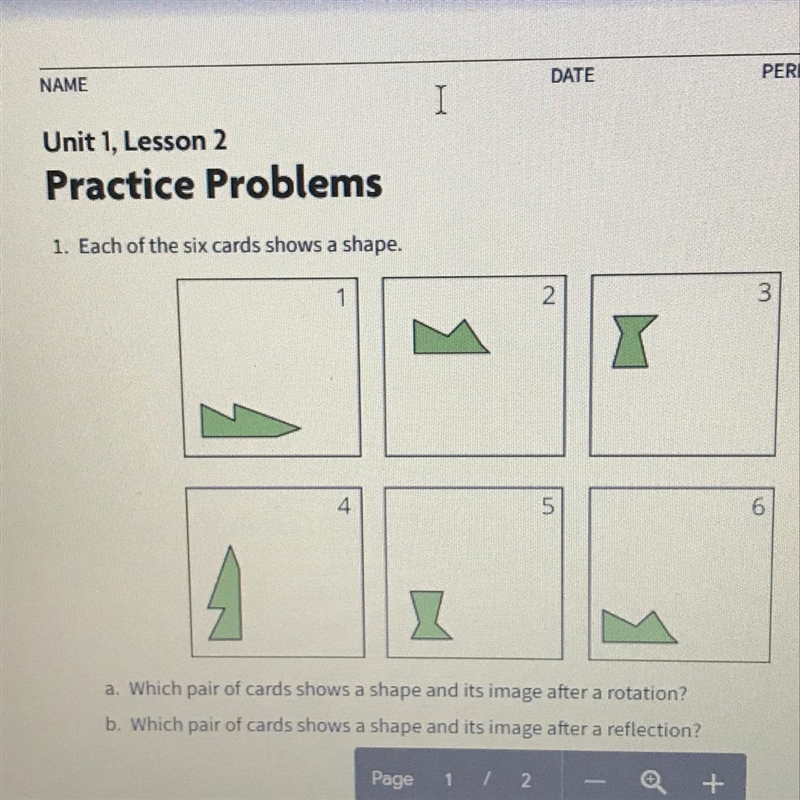 1. Each of the six cards shows a shape. N 3 X 5 4 z a. Which pair of cards shows a-example-1