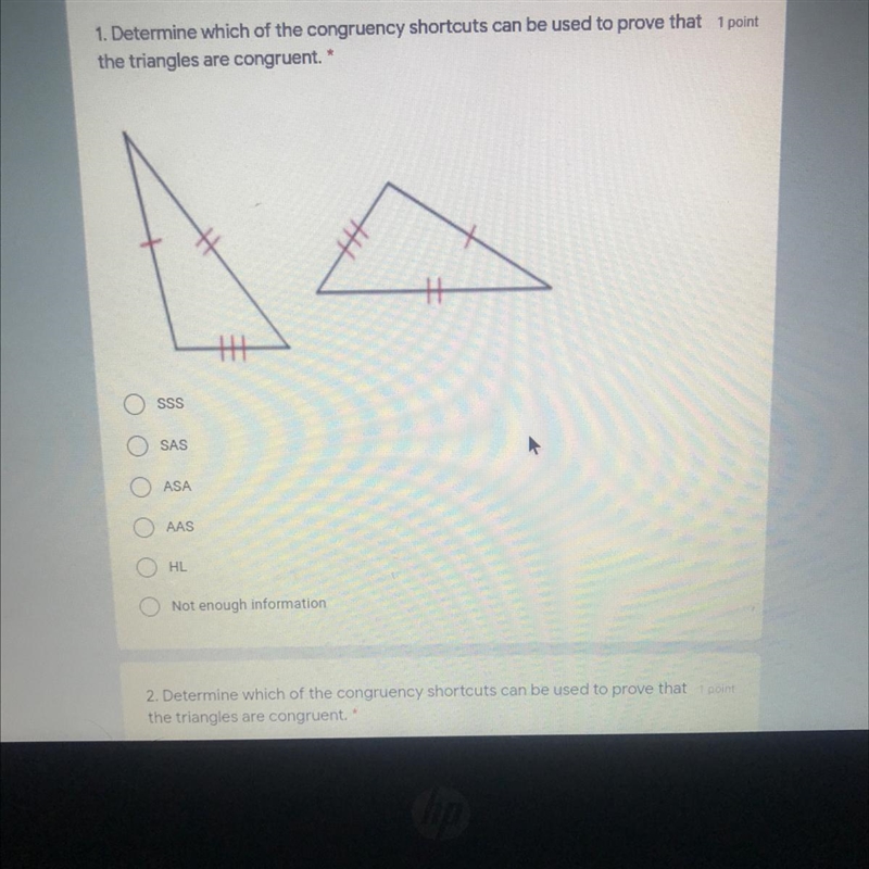 1. Determine which of the congruency shortcuts can be used to prove that point the-example-1