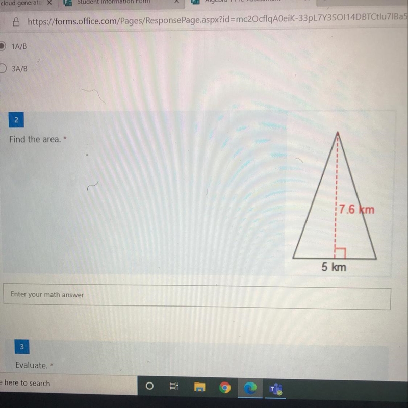 What the area of 7.6km and 5km-example-1