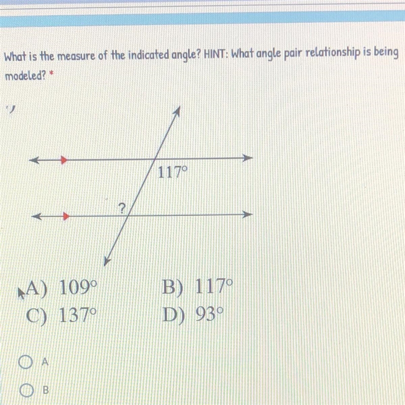 What is he measure of the indicated angle? Hint: What angle pair relationship is being-example-1