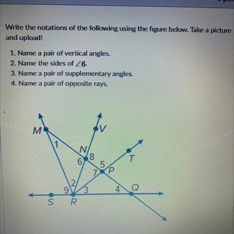 1. Name a pair of vertical angles.-example-1