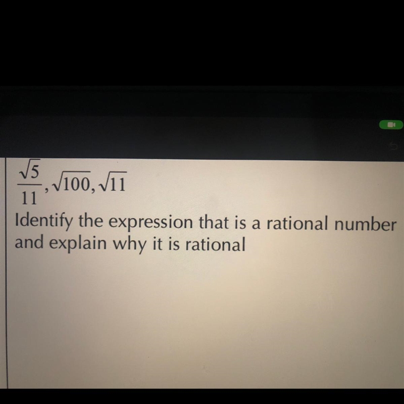 Identify the expression that is a rational number and explain why it is rational-example-1