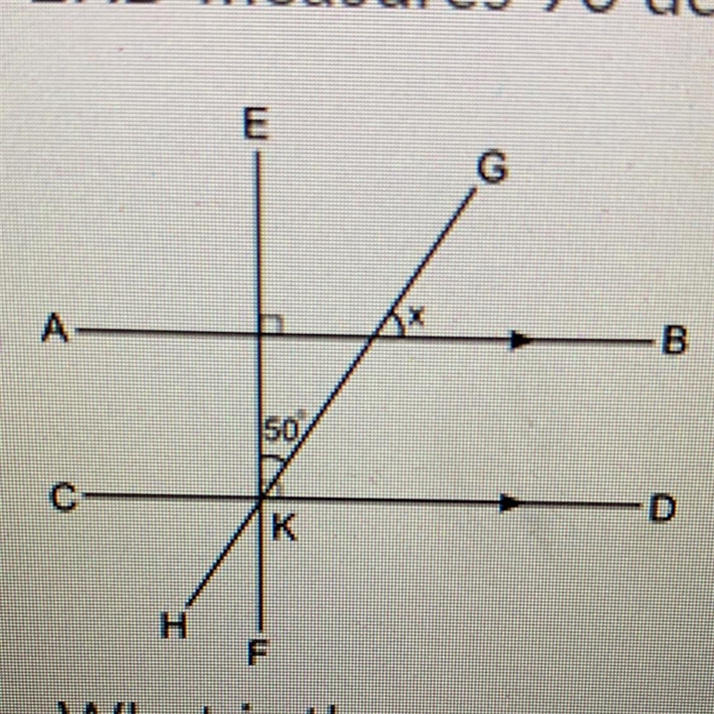 What is the measure of angle x? (1 point) 1) 35 degrees O2) 40 degrees 3) 45 degrees-example-1