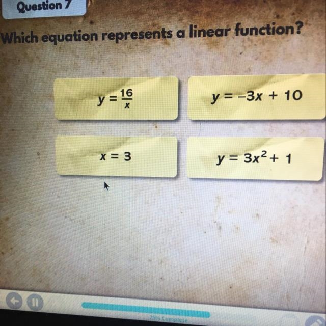 Which equation represents a linear function-example-1