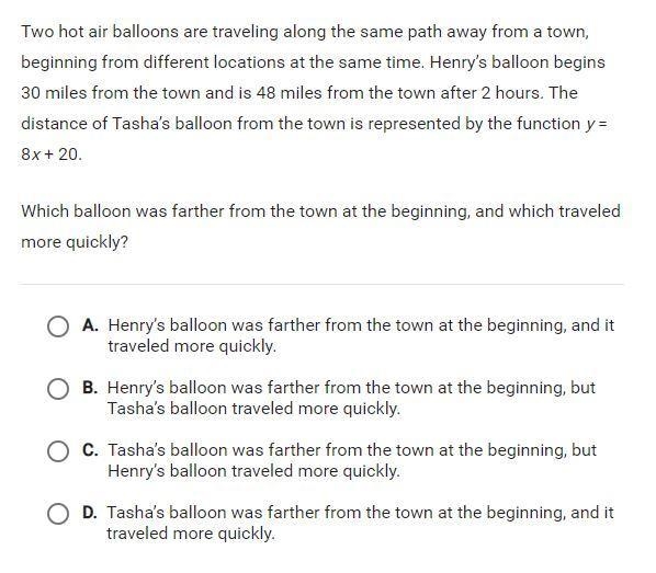 30 points. Two hot air balloons are traveling along the same path away from a town-example-1