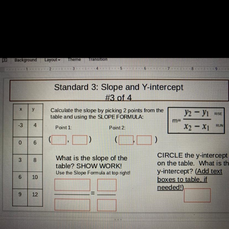 Calculate the slope by picking two points from the table and using the slow formula-example-1