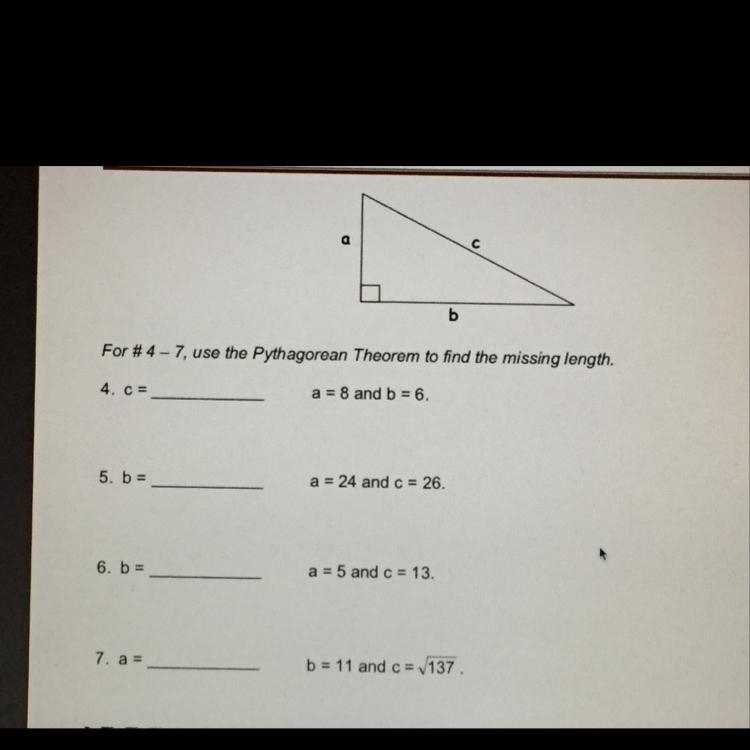 Use the Pythagorean Theorem to find the missing lengths-example-1