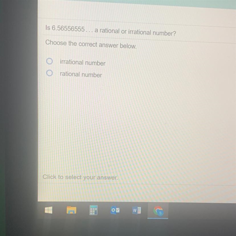 Is 6.56556555... a rational or irrational number? Choose the correct answer below-example-1