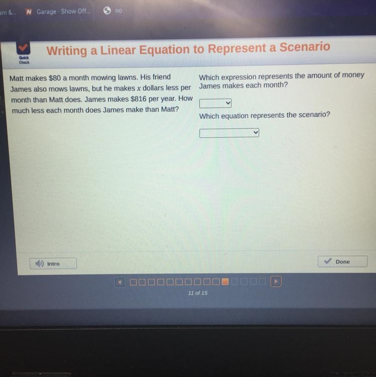 The first drop down: (x-12),(x-80), (80-x), (12-x) Second drop down: 12(80-x)=816,12(x-example-1