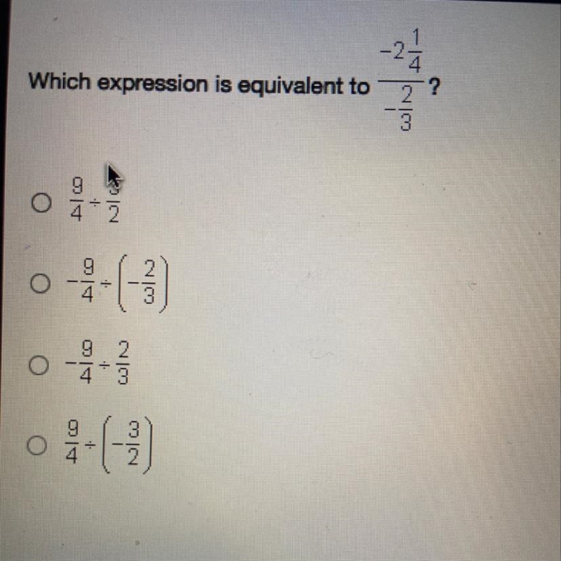 Which expression is equivalent to -21/4over -2/3-example-1