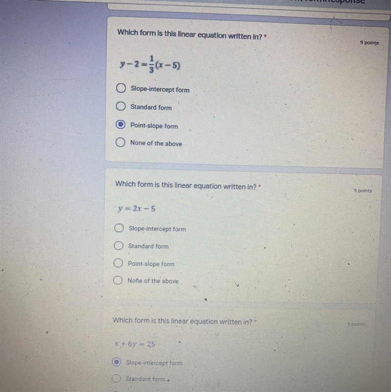 Which form or linear equations are these pls help last day of school due tonight !-example-1